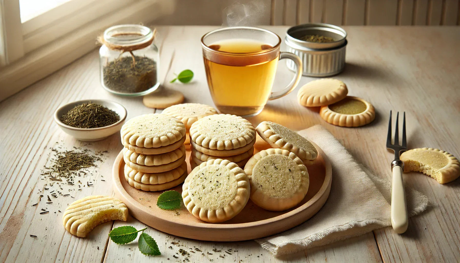 Cream Earl Grey Green Tea Infused Shortbread Cookies